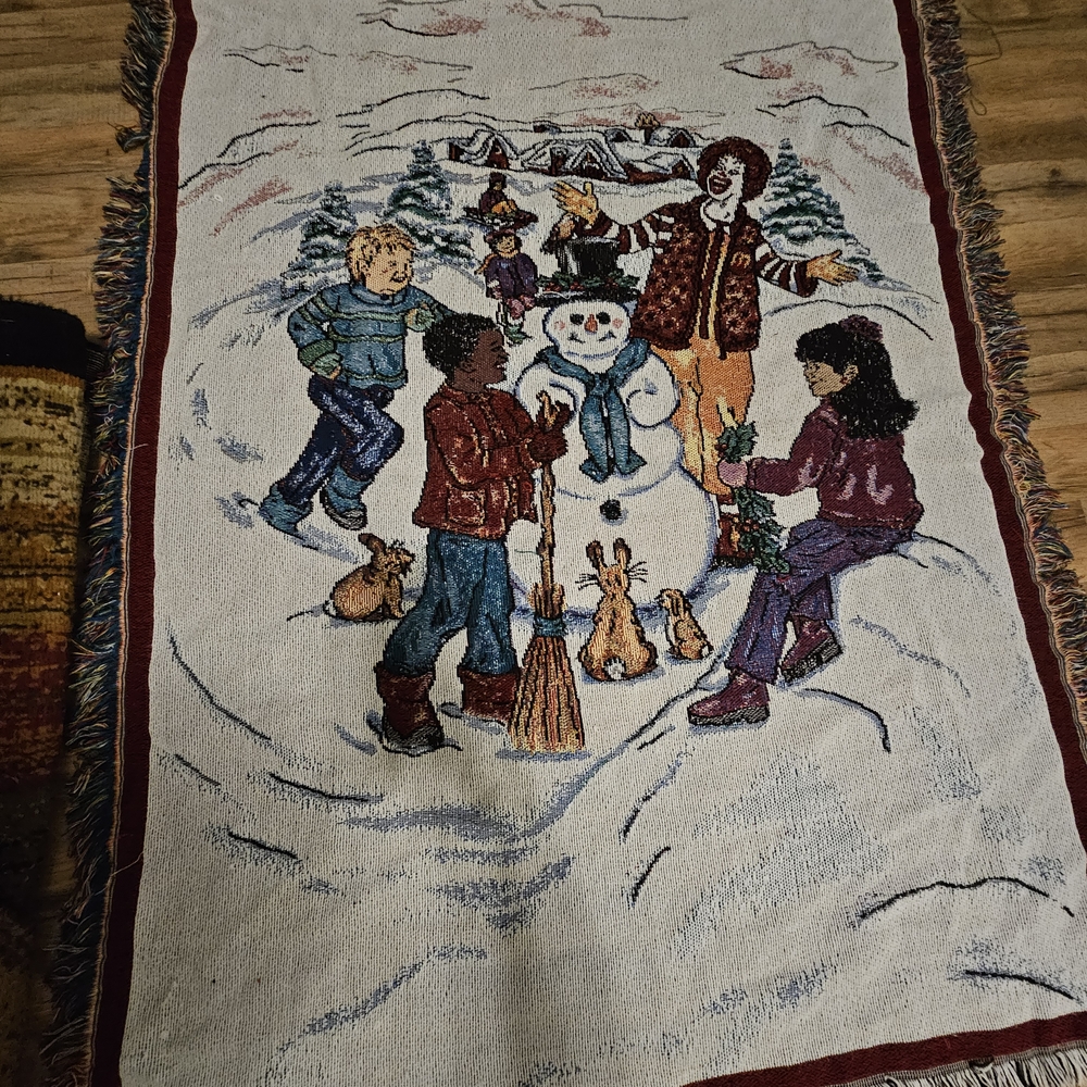 The northwest company ronald mcdonald vintage woven Christmas blanket